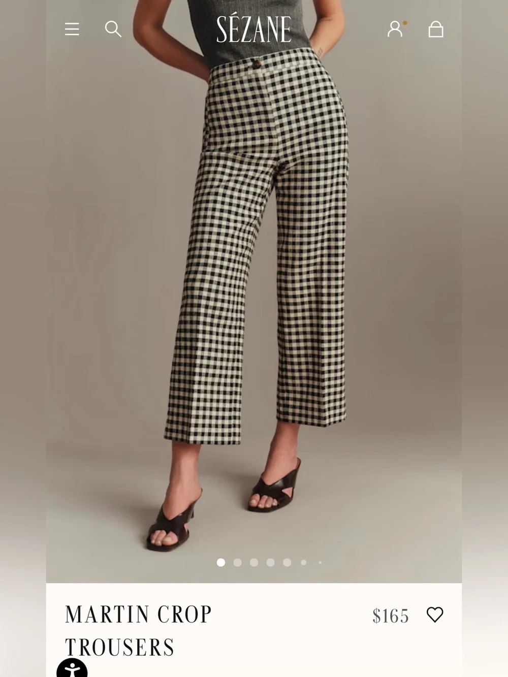 Sezane Black & Cream Gingham Martin Crop Trousers - W46
